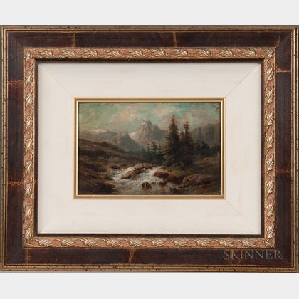 American School, 19th Century Rushing Stream and Mountain Landscape