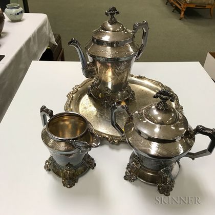 Four Silver-plated Tea Wares. Estimate $20-200