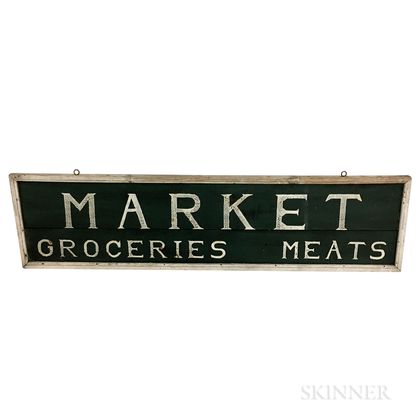 Large Painted Pine "Market/Groceries/Meat" Sign