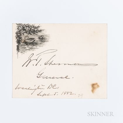 Sherman, William Tecumseh (1820-1891) Signed Card, Washington, DC, 5 September 1882.