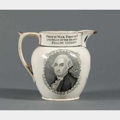 Transfer Decorated Pitcher with Washington and Lafayette