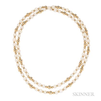 14kt Gold and Cultured Pearl Necklace